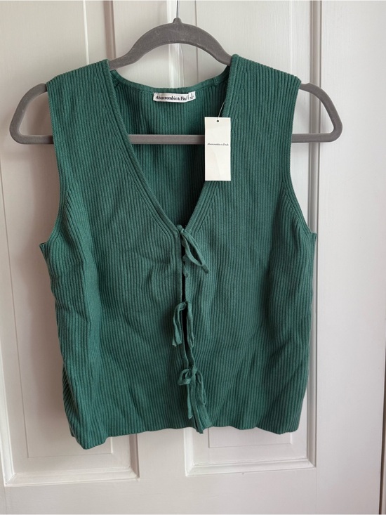 Abercrombie & Fitch Tops - Abercrombie & Fitch Forest Green Ribbed Tie-Front Tank